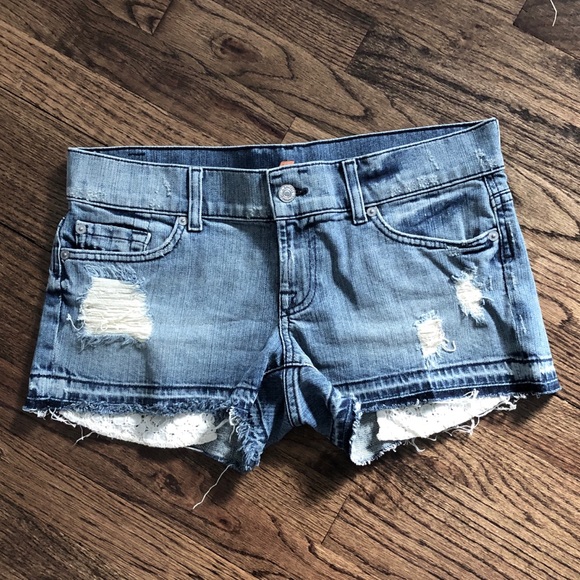 7 For All Mankind Pants - 7 For All Mankind Distressed Shorts Lace Pockets